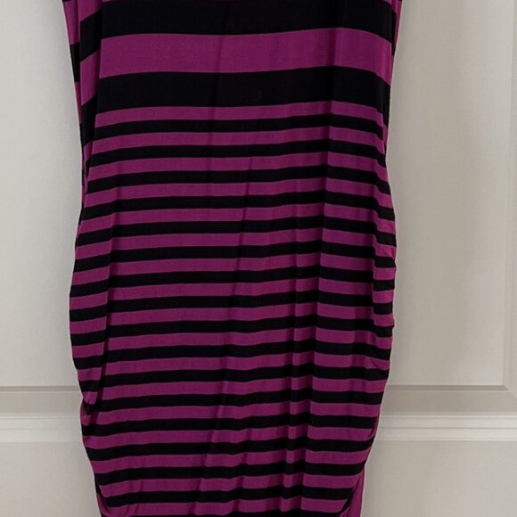 NWOT Felicity & Coco Stripped Ruched Side-Seems Midi Dress - Size L - Picture 3 of 7